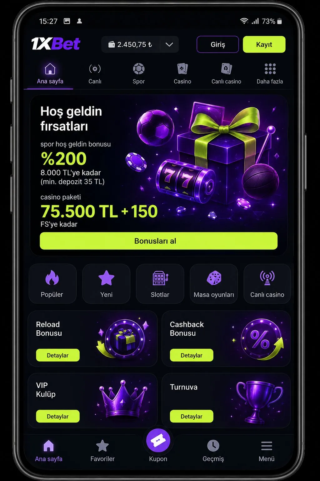 1xBet indir mobil uygulama Android iOS